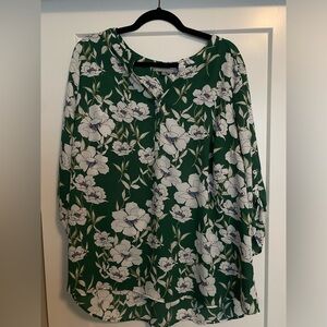 Floral Blouse with Button rolled sleeves